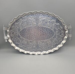 Mid Century Vintage Ivy and Vine Intaglio Aluminum Serving Tray - World Metal